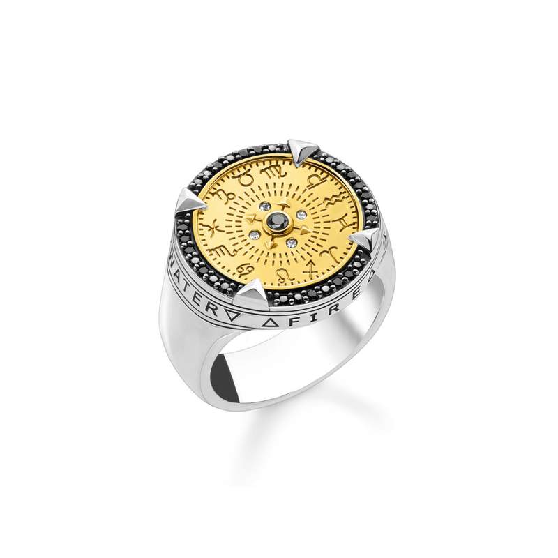 THOMAS SABO 925 sterling silver two-tone ring with zirconia stones - view 1