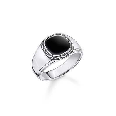 Chevalière THOMAS SABO argent 925 onyx noir