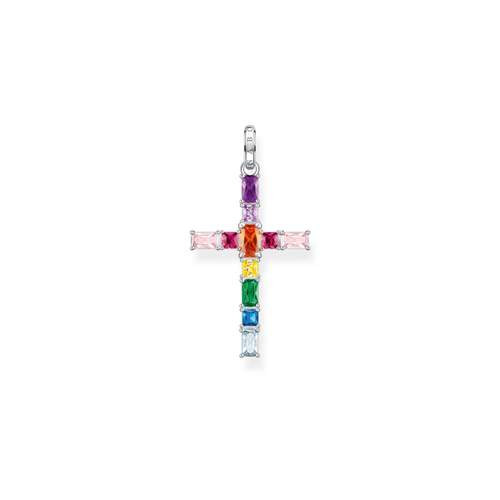 THOMAS SABO silver cross pendant with spinels and zirconias