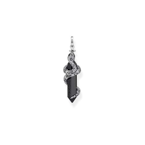 Pendentif THOMAS SABO argent 925 croix motif serpent, onyx et zirconias