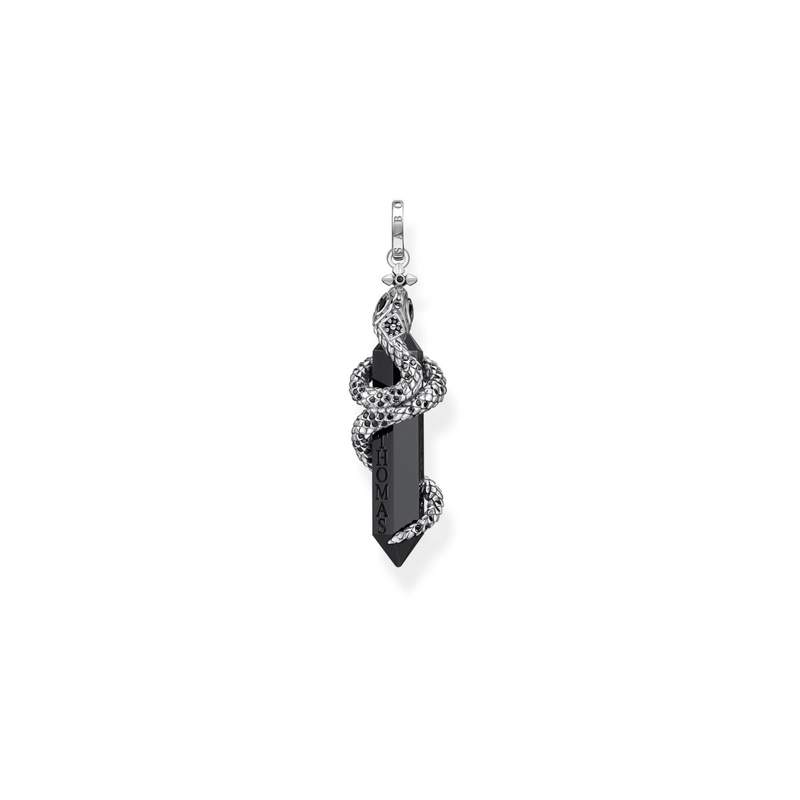 Pendentif THOMAS SABO argent 925 croix motif serpent, onyx et zirconias - vue 1
