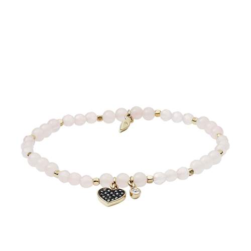 Bracelet FOSSIL doré rose quartz