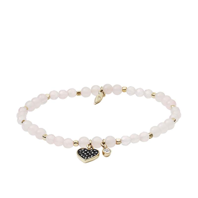 Bracelet FOSSIL doré rose quartz - vue 1
