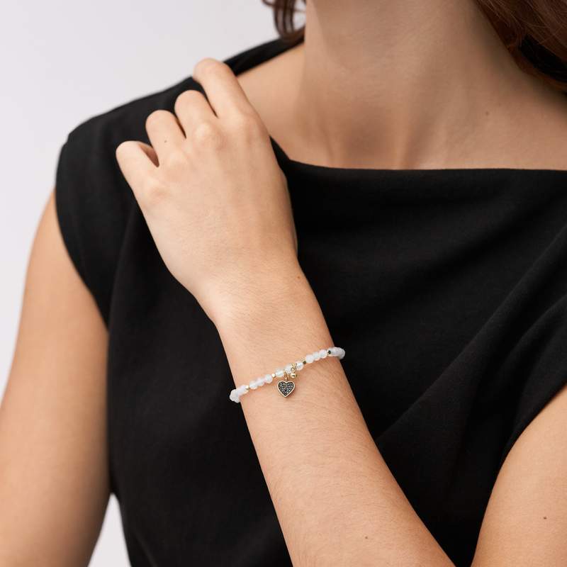 Bracelet FOSSIL doré rose quartz - vue porté 1