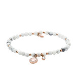Bracelet FOSSIL doré rose howlites et pampille - vue 1