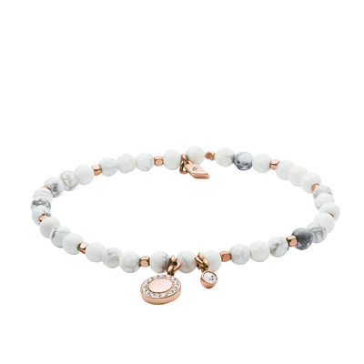 Bracelet FOSSIL doré rose howlites et pampille