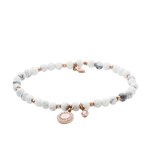 Bracelet FOSSIL doré rose howlites et pampille