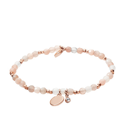 FOSSIL pink gold moonstone and tassel bracelet