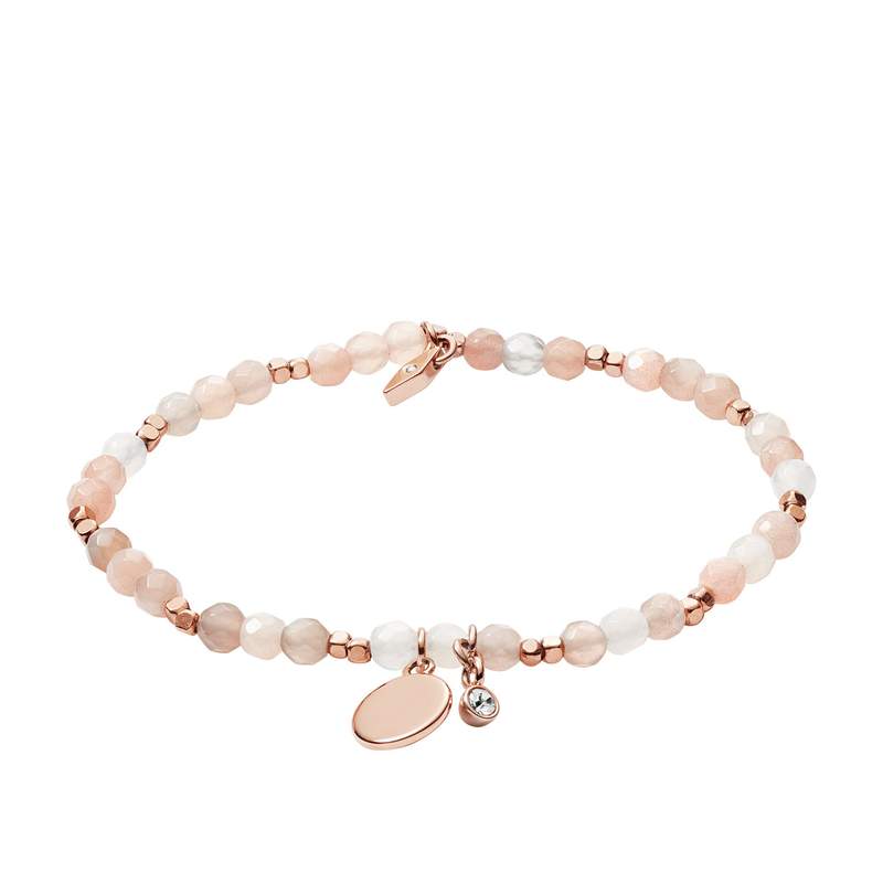 Bracelet FOSSIL doré rose pierres de lune et pampille - vue 1