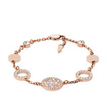 Bracelet FOSSIL acier inoxydable doré rose nacres et cristaux 20 cm - vue 1