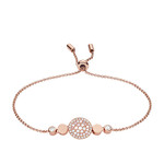 Bracelet FOSSIL acier inoxydable doré rose nacres et strass. - vue 1