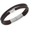 Bracelet  FOSSIL acier cuir marron multi-rangs tressé 19 cm - vue VD1