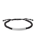 Bracelet FOSSIL acier cordon noir et pierres de laves - vue 1
