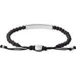 Bracelet FOSSIL acier cordon noir et pierres de laves - vue D1