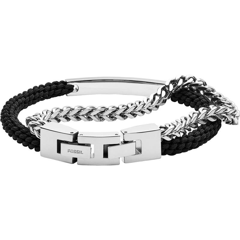 Bracelet FOSSIL acier nylon tressé 19,5 cm - vue D1