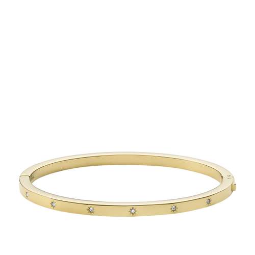Bracelet FOSSIL acier inoxydable doré rigide strass