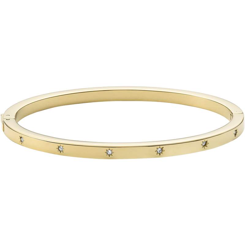 Bracelet FOSSIL acier inoxydable doré rigide strass - vue D1