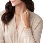 Bracelet FOSSIL acier inoxydable doré rigide strass - vue porté 1