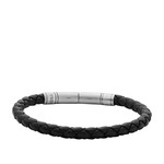 Bracelet FOSSIL acier cuir marron 19,5 cm - vue 1