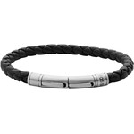 Bracelet FOSSIL acier cuir marron 19,5 cm - vue D1