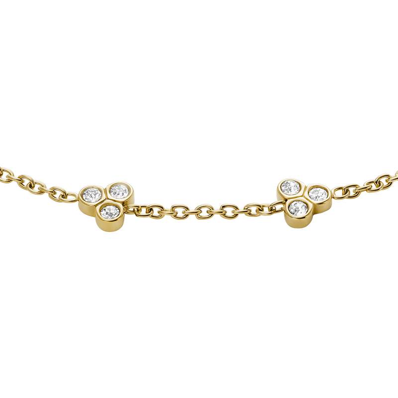 Bracelet FOSSIL acier inoxydable doré zirconias 19 cm - vue D1