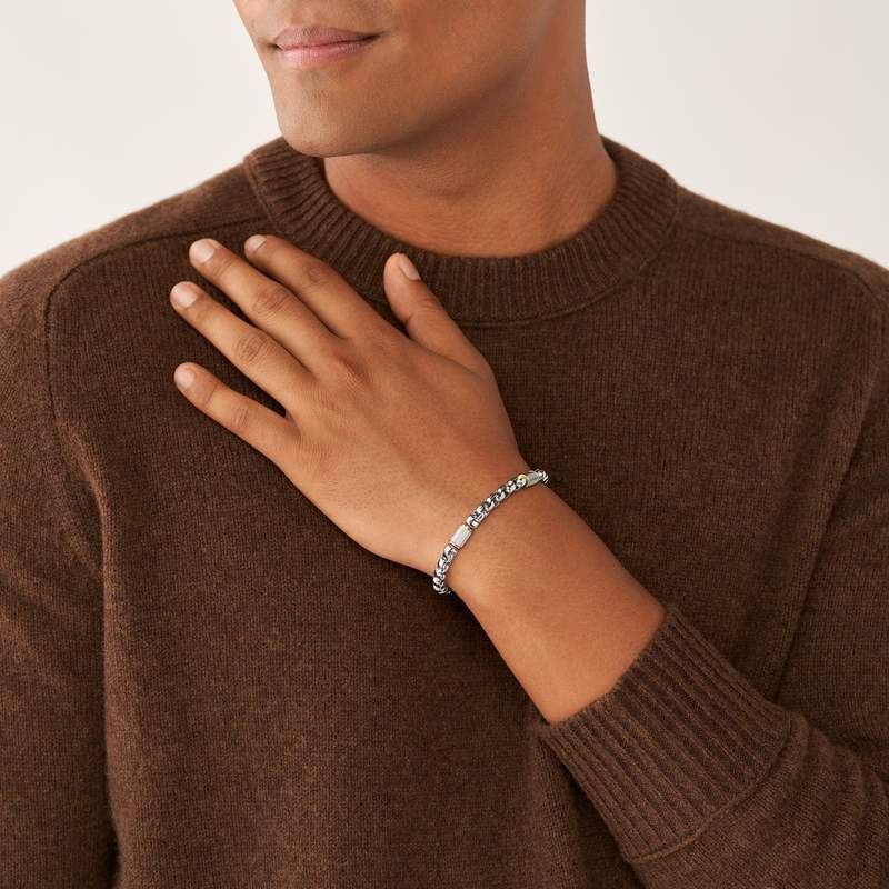 Bracelet FOSSIL acier inoxydable bicolore 19,5 cm - vue porté 1