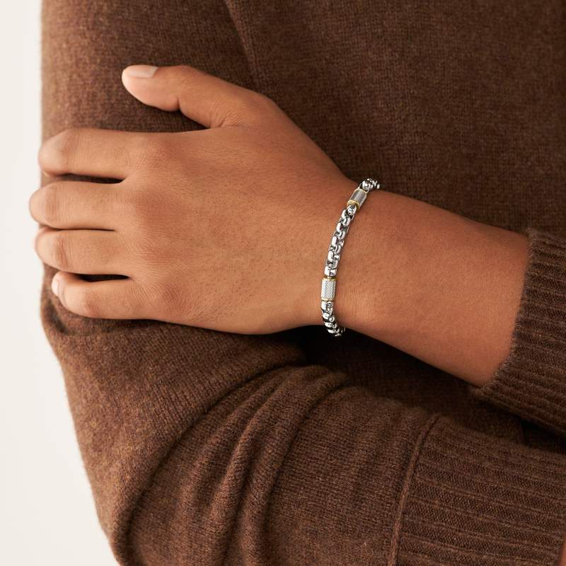 Bracelet FOSSIL acier inoxydable bicolore 19,5 cm - vue porté 2