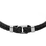 Bracelet FOSSIL acier cuir noir 19,5 cm - vue D1