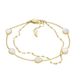 Bracelet FOSSIL acier inoxydable doré 2 rangs nacres 19 cm - vue 1