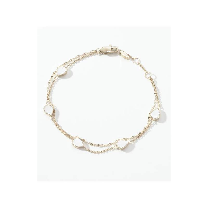 Bracelet FOSSIL acier inoxydable doré 2 rangs nacres 19 cm - vue D3