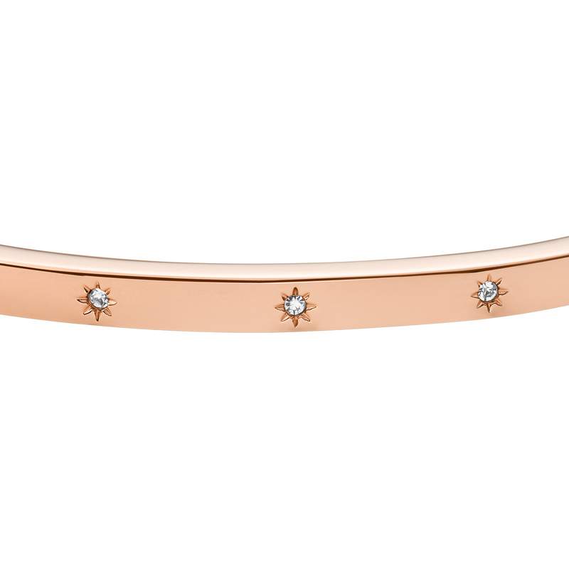 Bracelet FOSSIL acier inoxydable doré rose rigide - vue D1