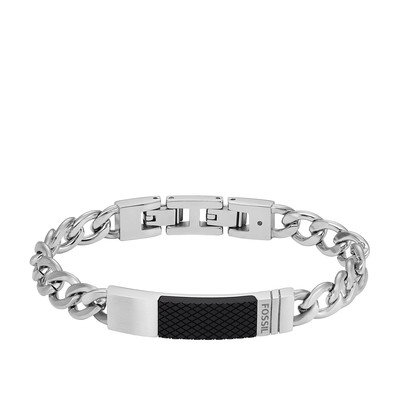 Bracelet FOSSIL acier inoxydable résine noire 20,5 cm