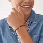 Bracelet FOSSIL acier inoxydable oeil de tigre - vue porté 1