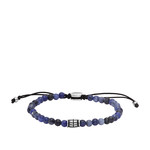 Bracelet FOSSIL acier inoxydable cordon noir sodalites - vue 1