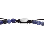 Bracelet FOSSIL acier inoxydable cordon noir sodalites - vue 3
