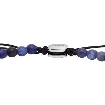FOSSIL roestvrijstalen armband met zwart sodaliet koord