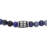 Bracelet FOSSIL acier inoxydable cordon noir sodalites - vue D1