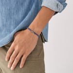 Bracelet FOSSIL acier inoxydable cordon noir sodalites - vue porté 2