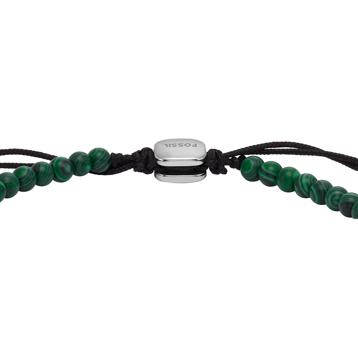 Bracelet FOSSIL acier inoxydable cordon noir malachites - vue 3