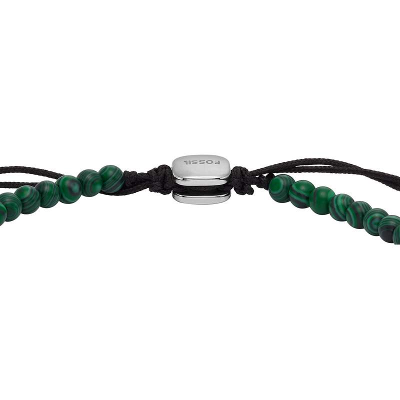 FOSSIL stainless steel bracelet with black malachite cord - view 3