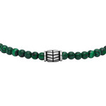 Bracelet FOSSIL acier inoxydable cordon noir malachites - vue D1