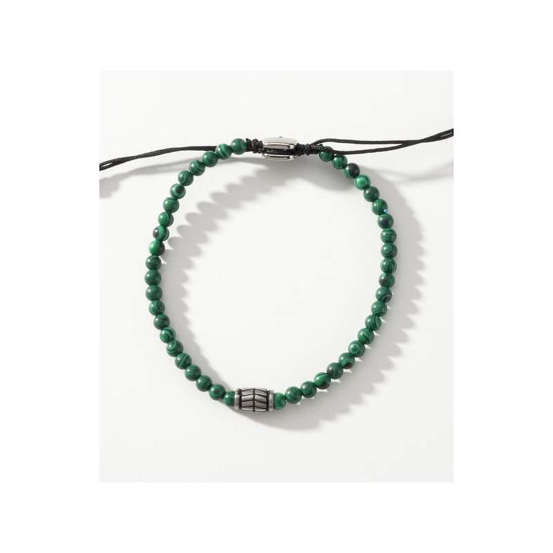 FOSSIL stainless steel bracelet with black malachite cord - view D2