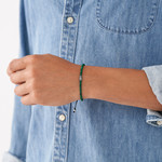 Bracelet FOSSIL acier inoxydable cordon noir malachites - vue porté 2