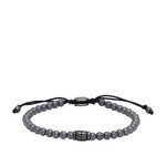 Bracelet FOSSIL acier inoxydable cordon noir hématites - vue 1