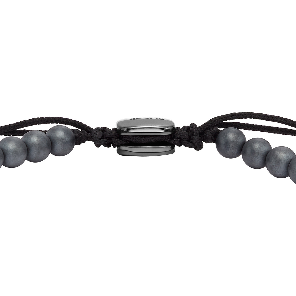 Bracelet FOSSIL acier inoxydable cordon noir hématites - vue 3