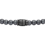 Bracelet FOSSIL acier inoxydable cordon noir hématites - vue D1