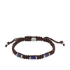 Bracelet FOSSIL acier cordon brun et sodalites - vue V1