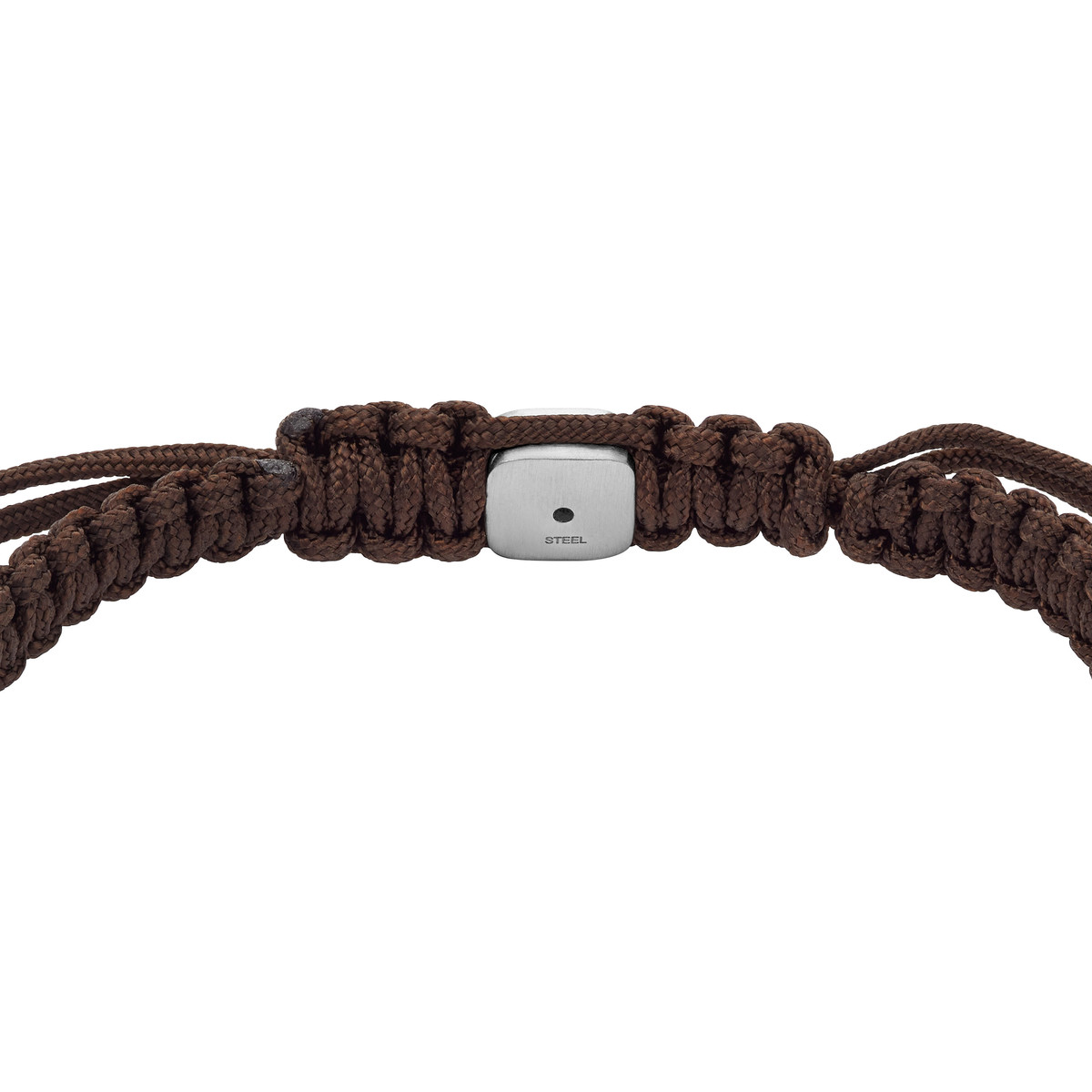 Bracelet FOSSIL acier cordon brun et sodalites - vue 3