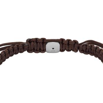 FOSSIL-armband van staal met bruin koord en sodaliet