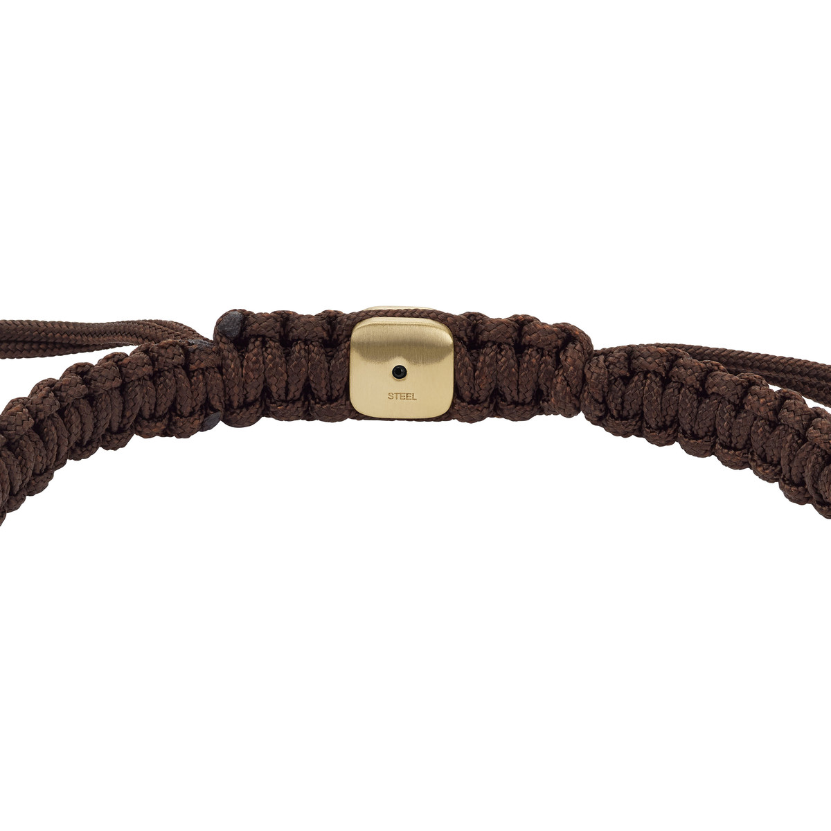 Bracelet FOSSIL acier inoxydable doré cordon brun et oeil de tigre - vue 3